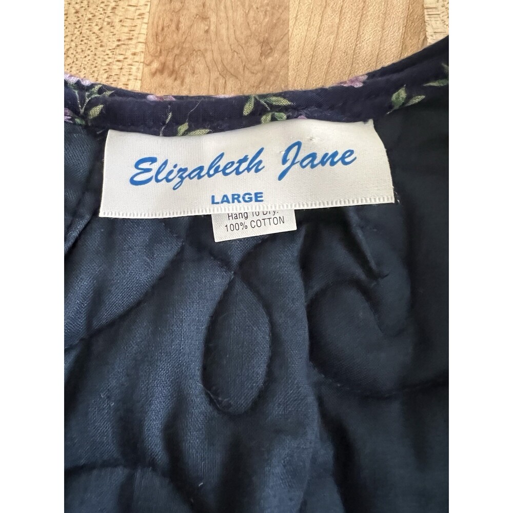 Vintage 80s 90s Quilted Jacket and Maxi Skirt Set Cottage Navy Purple Floral L - Picture 10 of 16